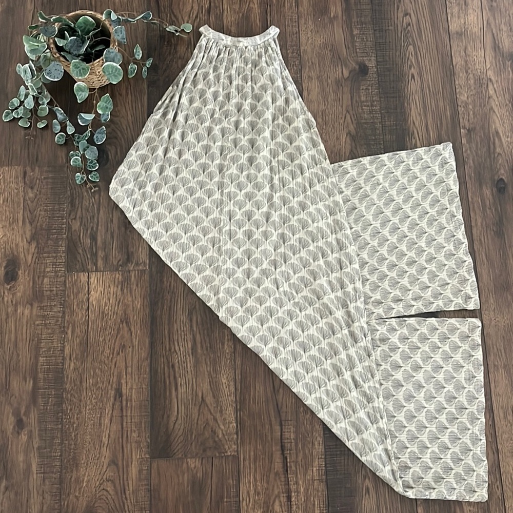 Cost Plus World Market Gray Patterned Jumpsuit